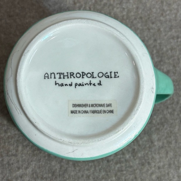 ANTHROPOLOGIE Green Monogram 'S' Ceramic Mug NEW WITH TAG - Picture 8 of 8
